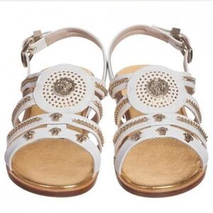 Versace kids White and Gold Medusa Sandals